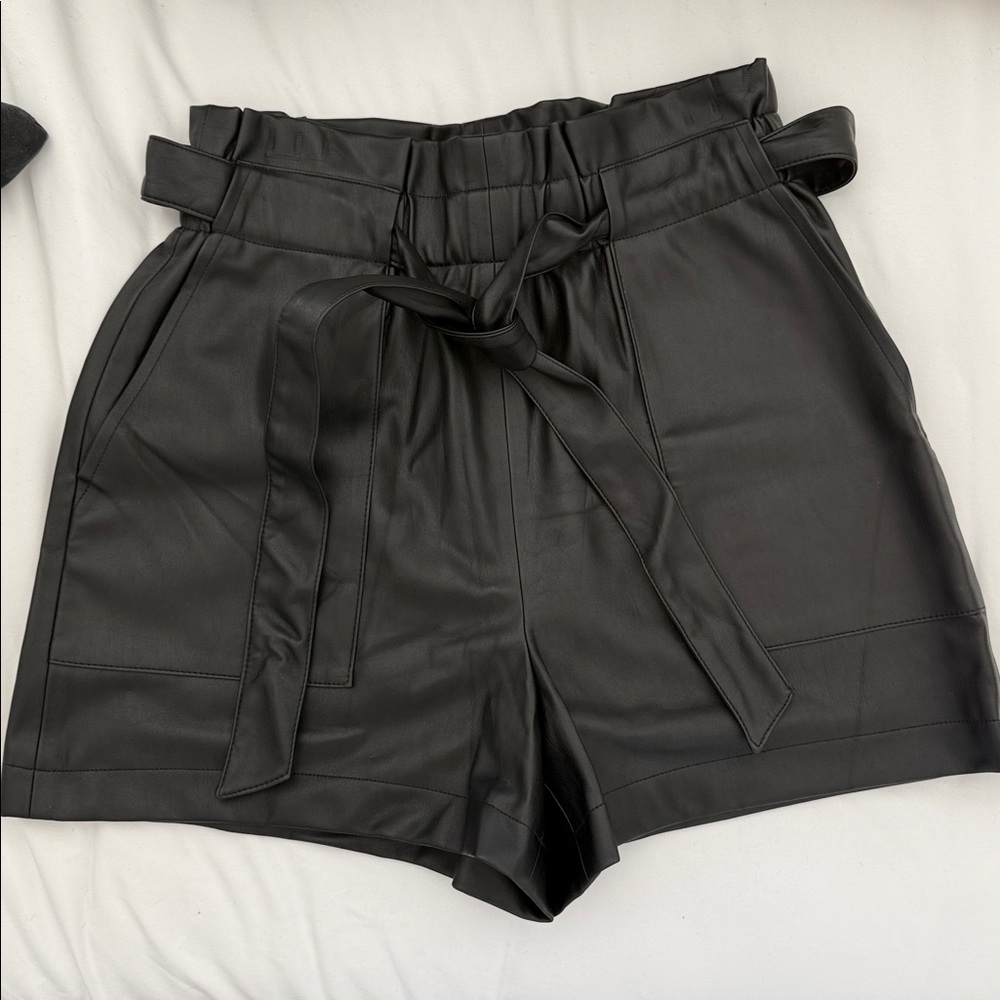 Zara Black Faux Leather Shorts